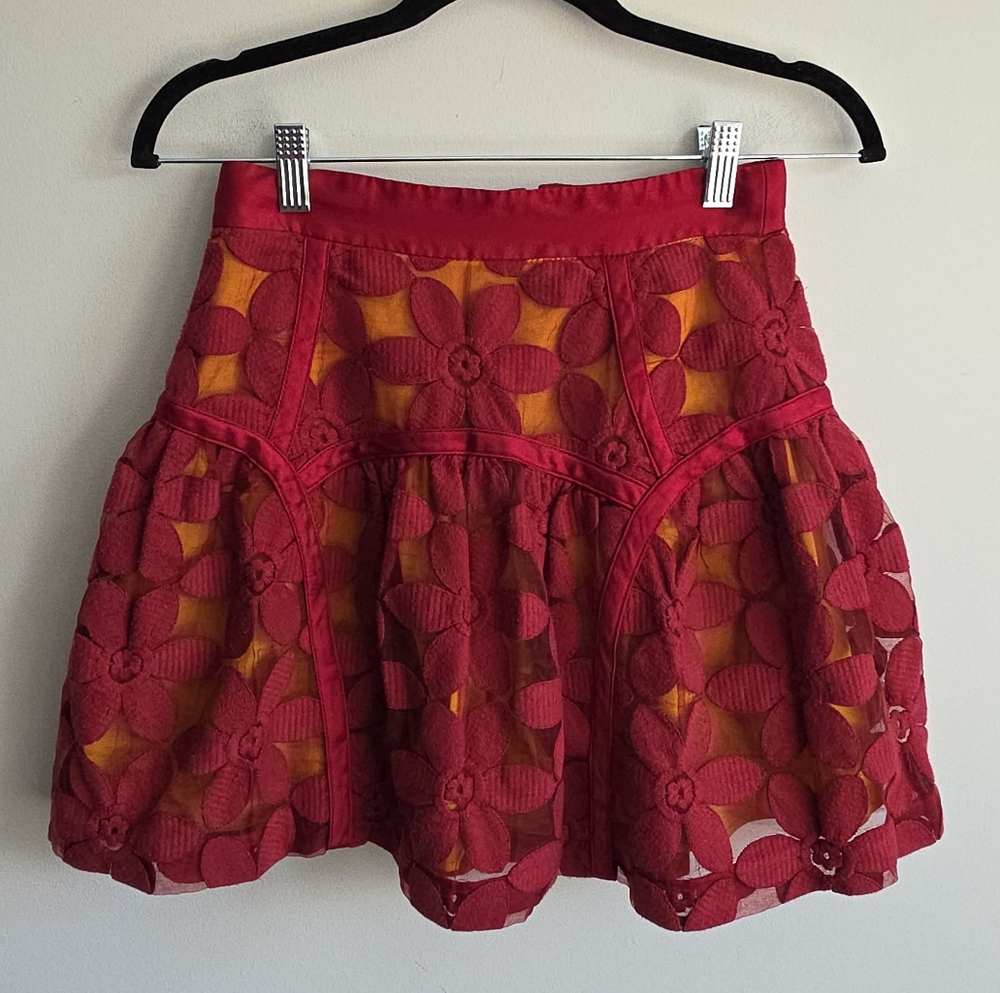 Jill by Jill Stuart Floral Lace Mini Skirt Small